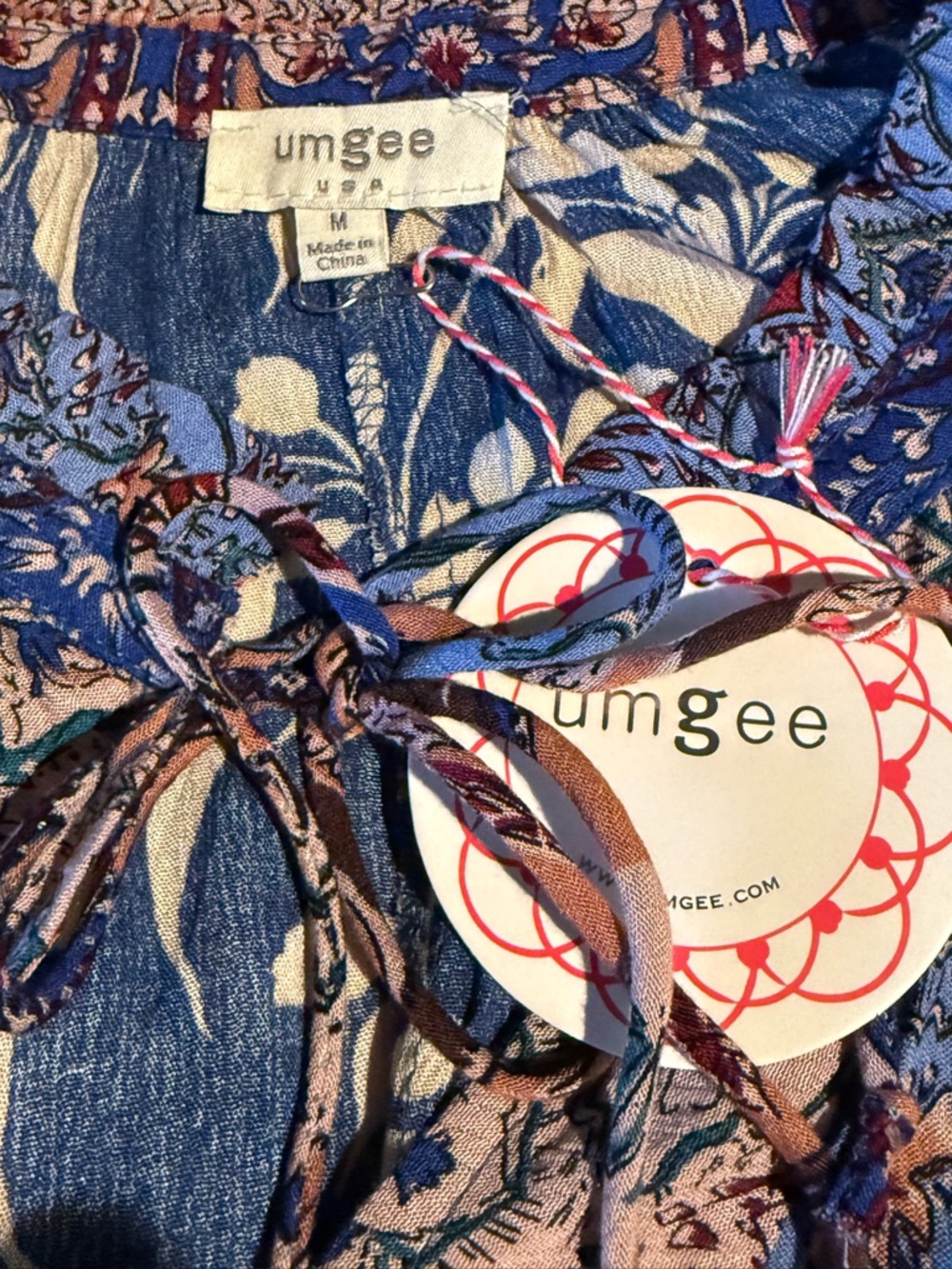 UMGEE Blue and Coral Flowy Printed Boho Dress, M - Picture 4 of 6